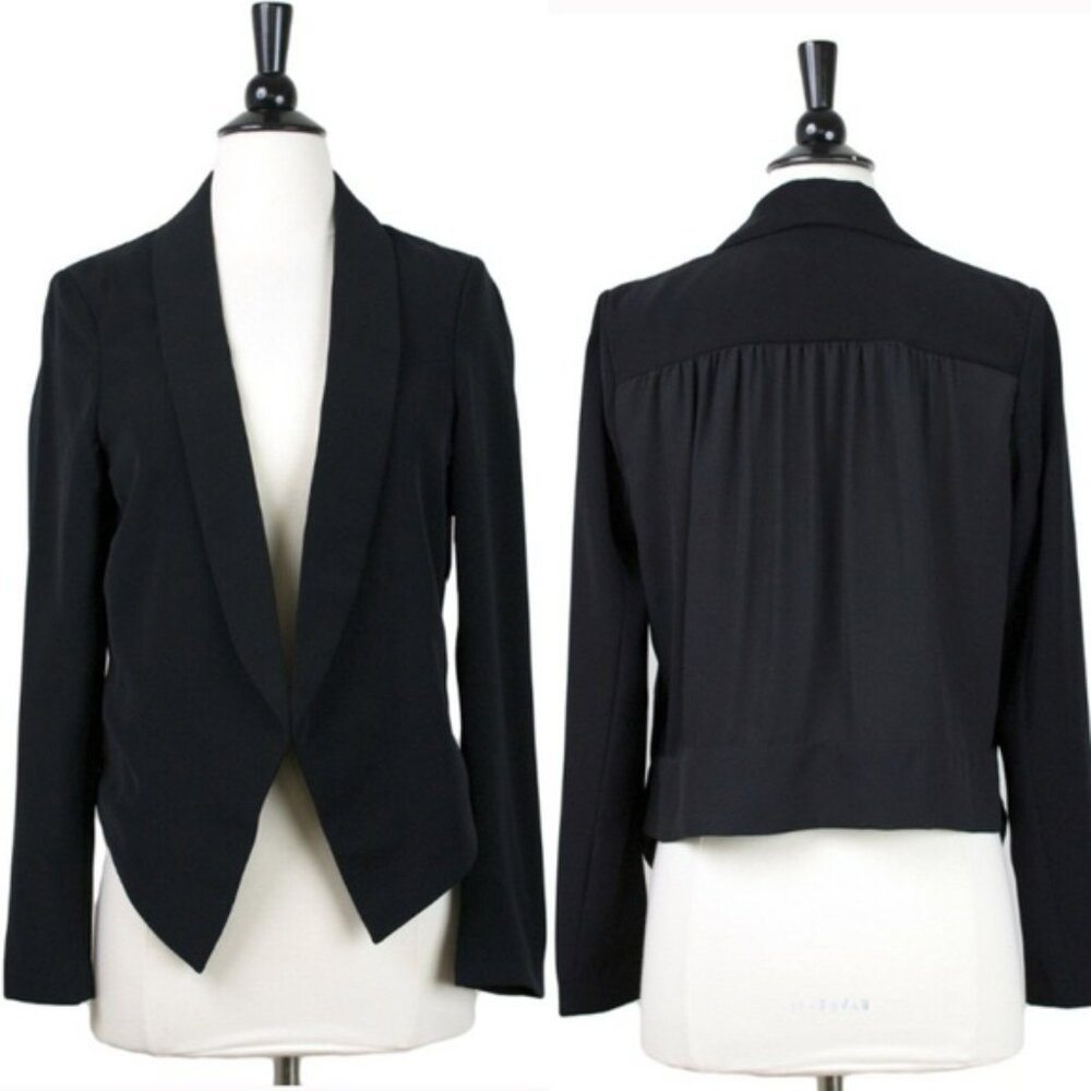 Dex Women's Black Blazer Sz M NWT Sheer Back Open Pointed Front Office Executive